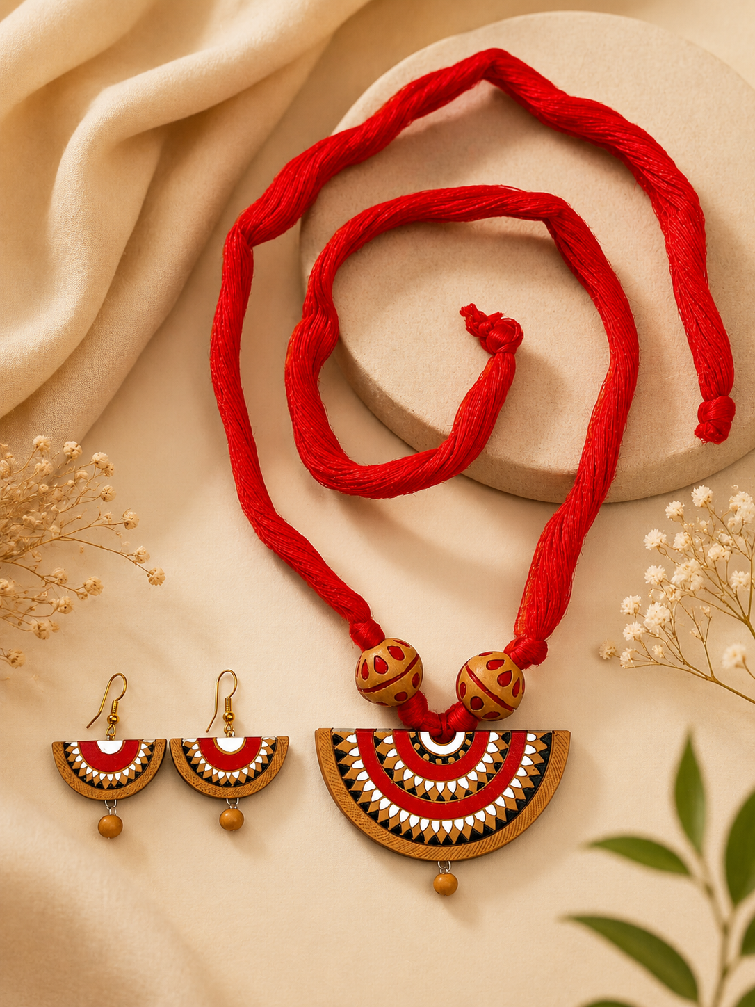 Handmade Terracotta Jewellery Set – Traditional Bengali Artisan Collection