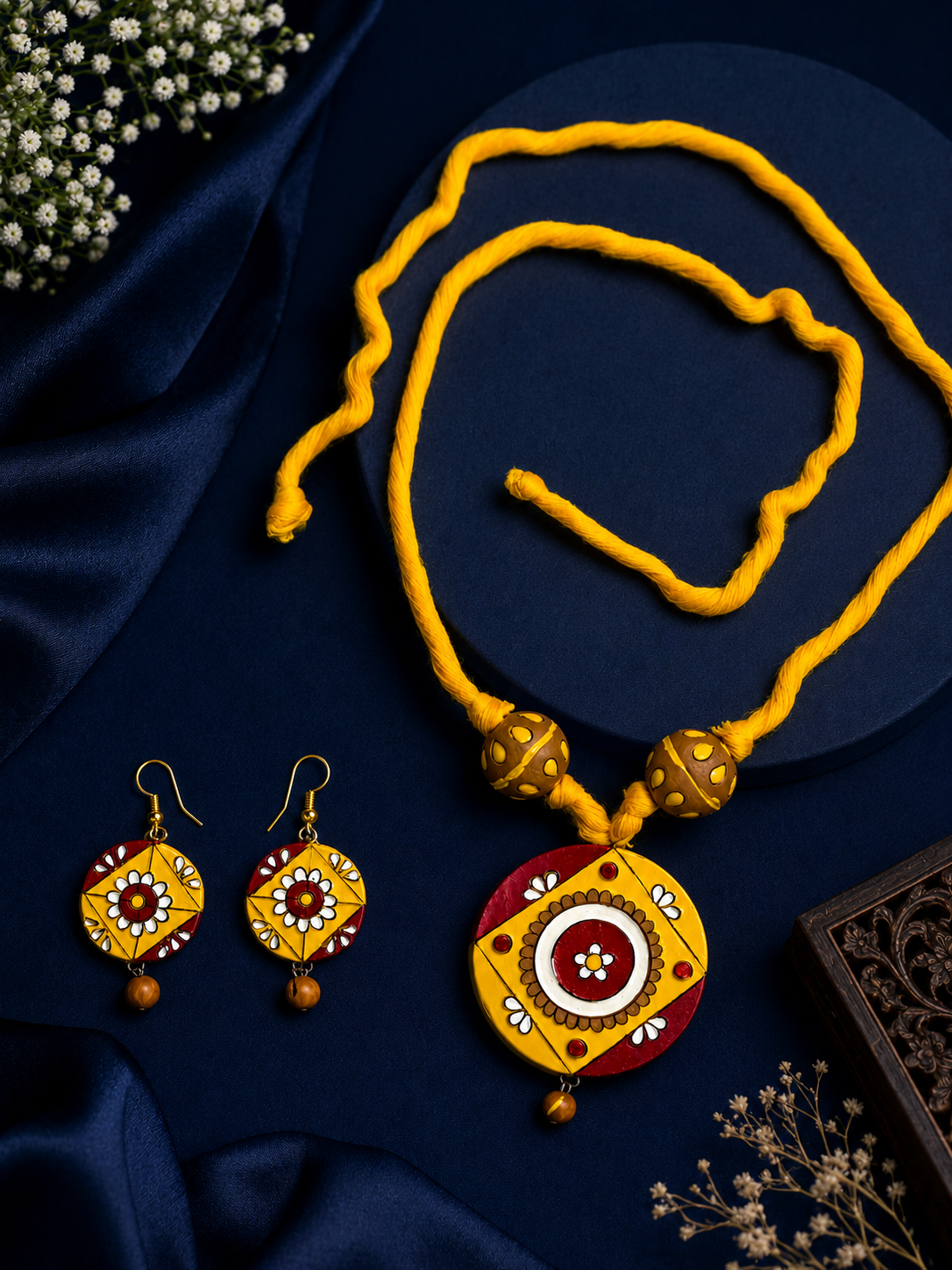 Designer Terracotta Necklace Set with Earrings  Handmade Ethnic Jewellery