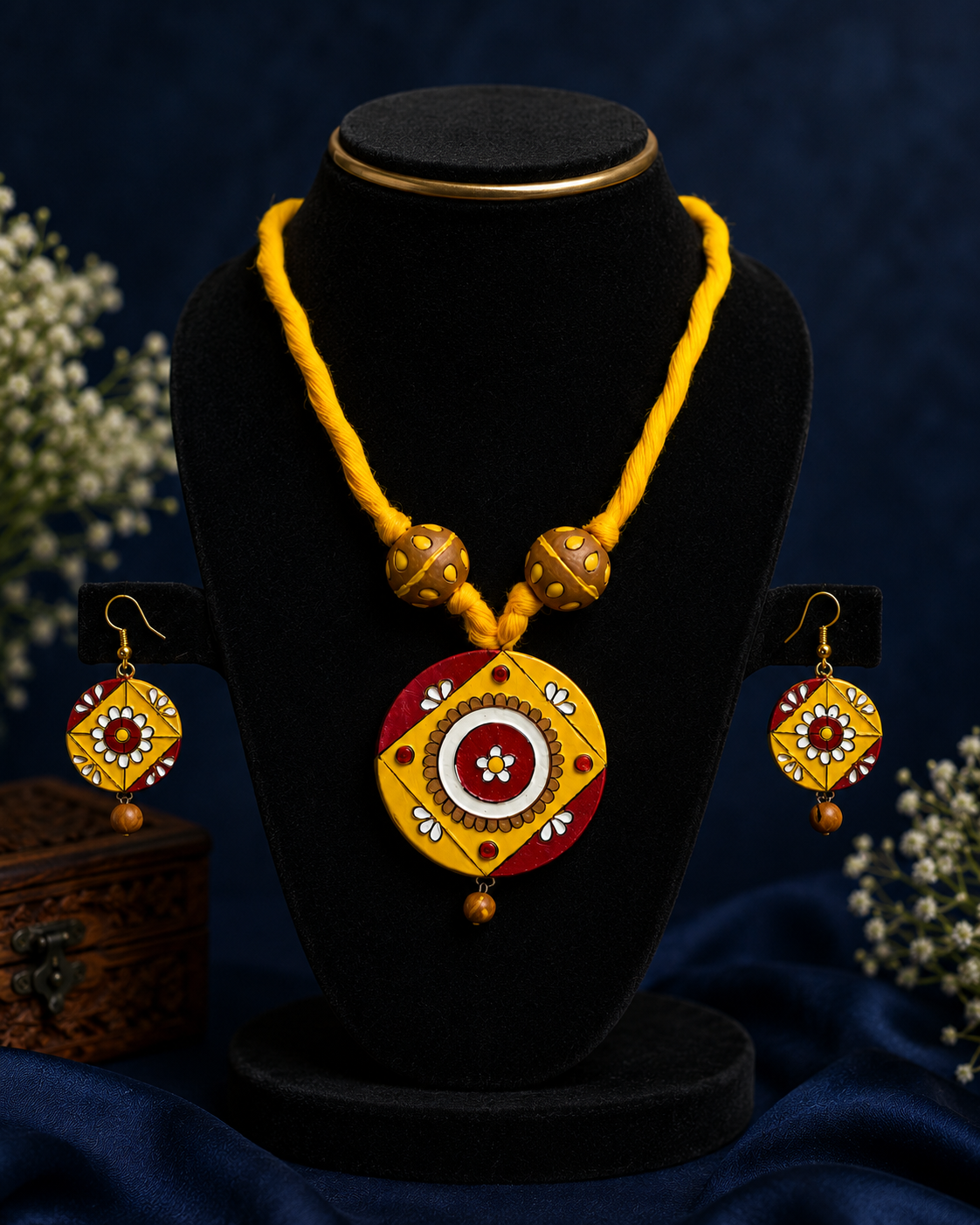 Designer Terracotta Necklace Set with Earrings  Handmade Ethnic Jewellery