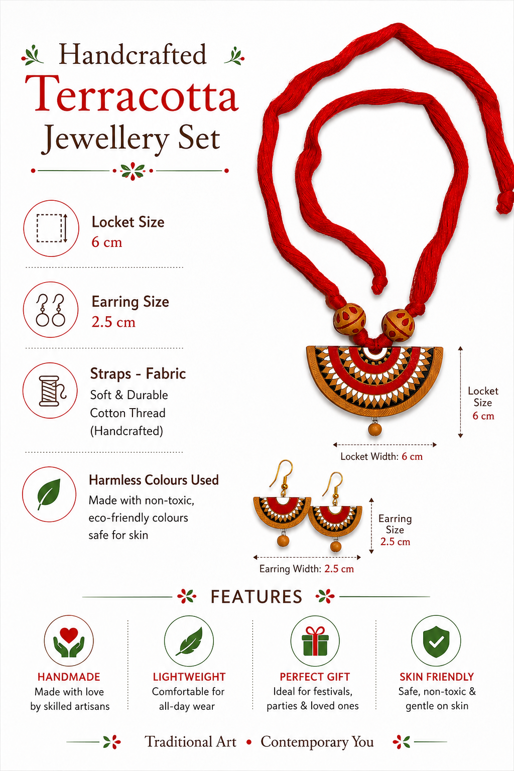 Handmade Terracotta Jewellery Set – Traditional Bengali Artisan Collection