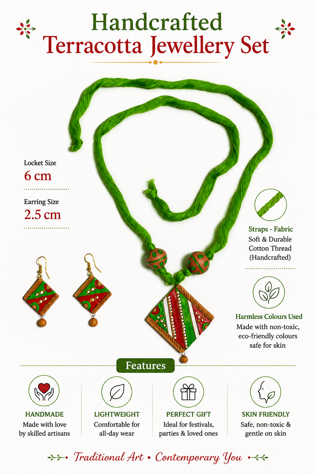 Handmade Terracotta Jewellery Set – Traditional Bengali Handcrafted Elegance