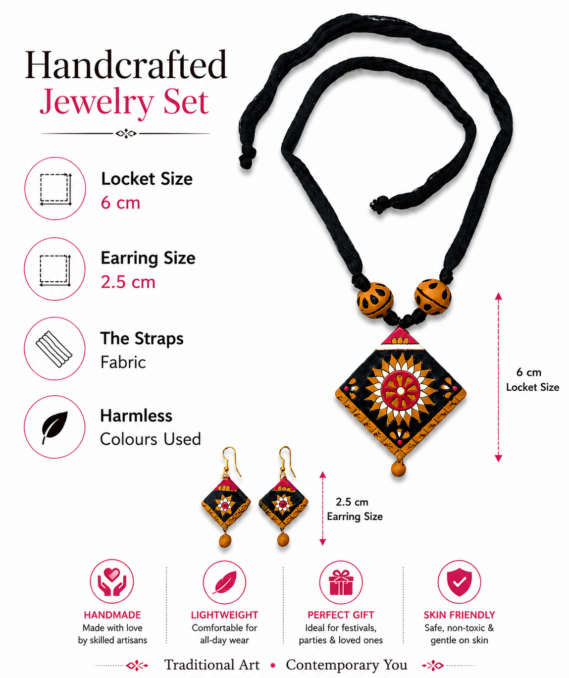 Designer Terracotta Necklace Set with Earrings  Handmade Ethnic Jewellery