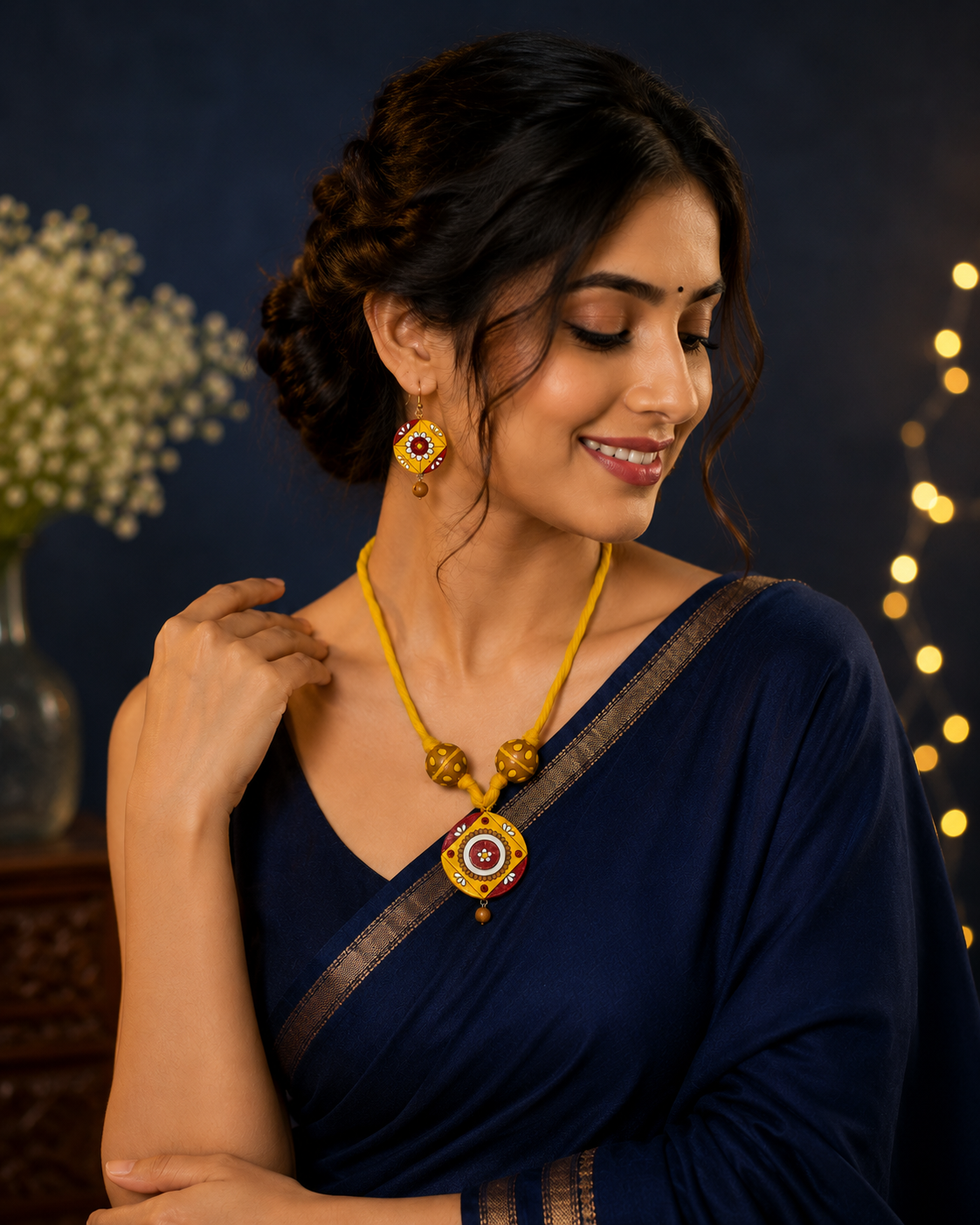 Designer Terracotta Necklace Set with Earrings  Handmade Ethnic Jewellery