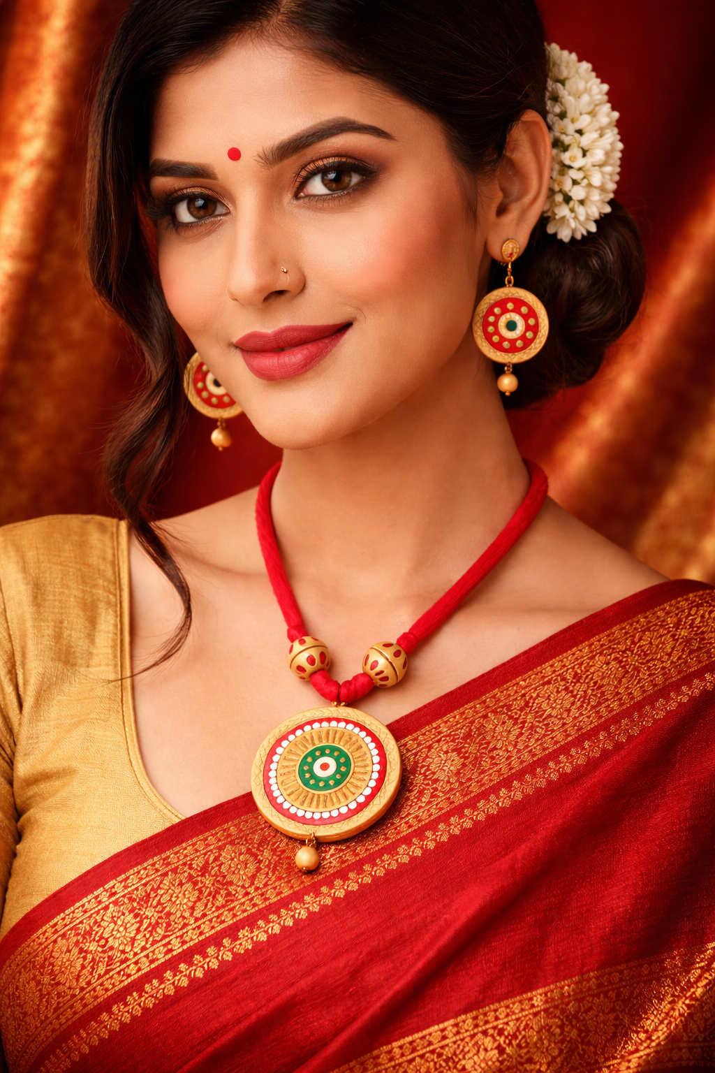 Handmade Clay Jewellery Set  Traditional Bengali Terracotta Jewellery