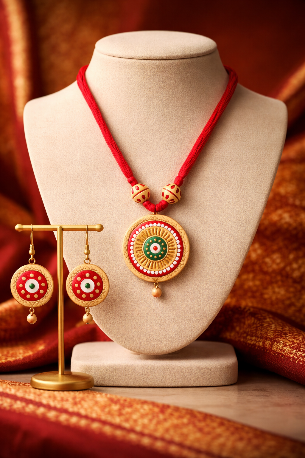 Handmade Clay Jewellery Set  Traditional Bengali Terracotta Jewellery