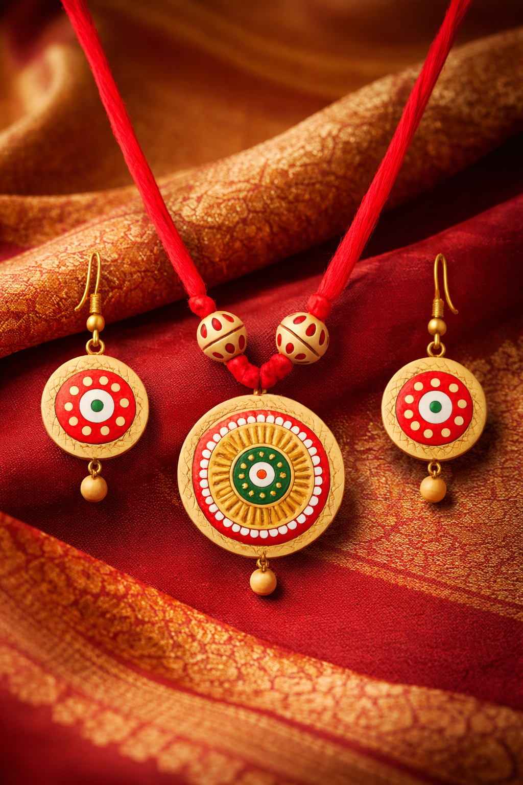 Handmade Clay Jewellery Set  Traditional Bengali Terracotta Jewellery
